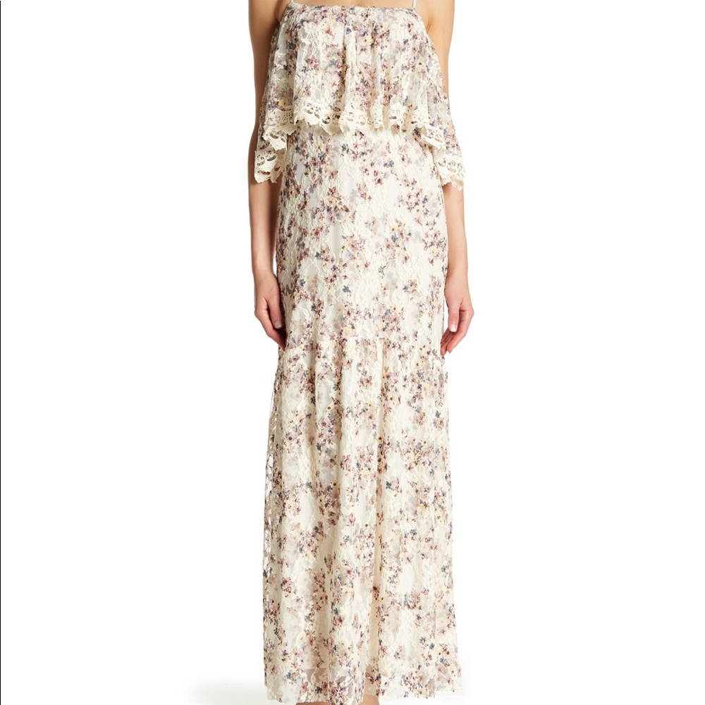 NWT - lovestitch - Floral Printed, Lace Maxi Dress